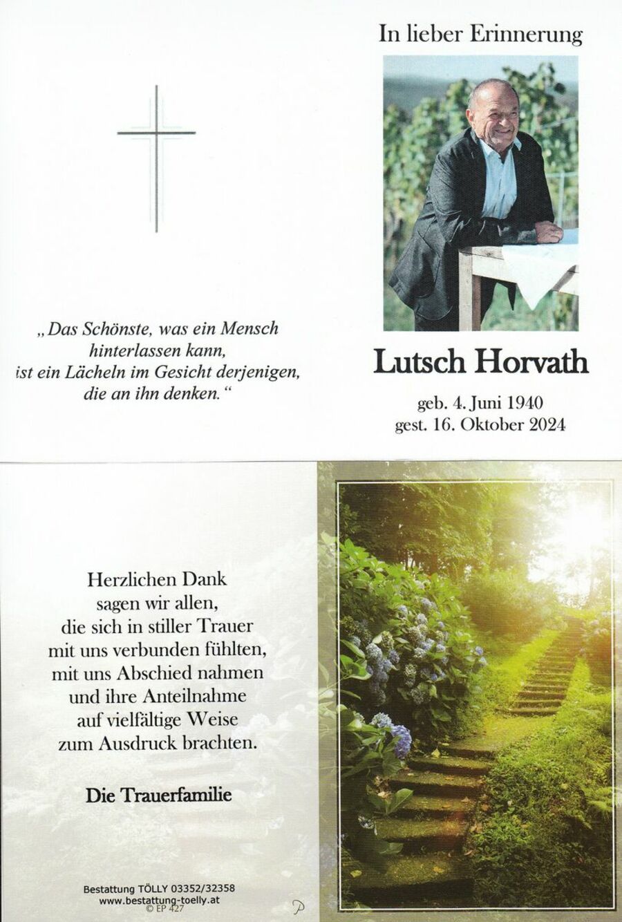 Gedenkkarte Ludwig "Lutsch" Horvath