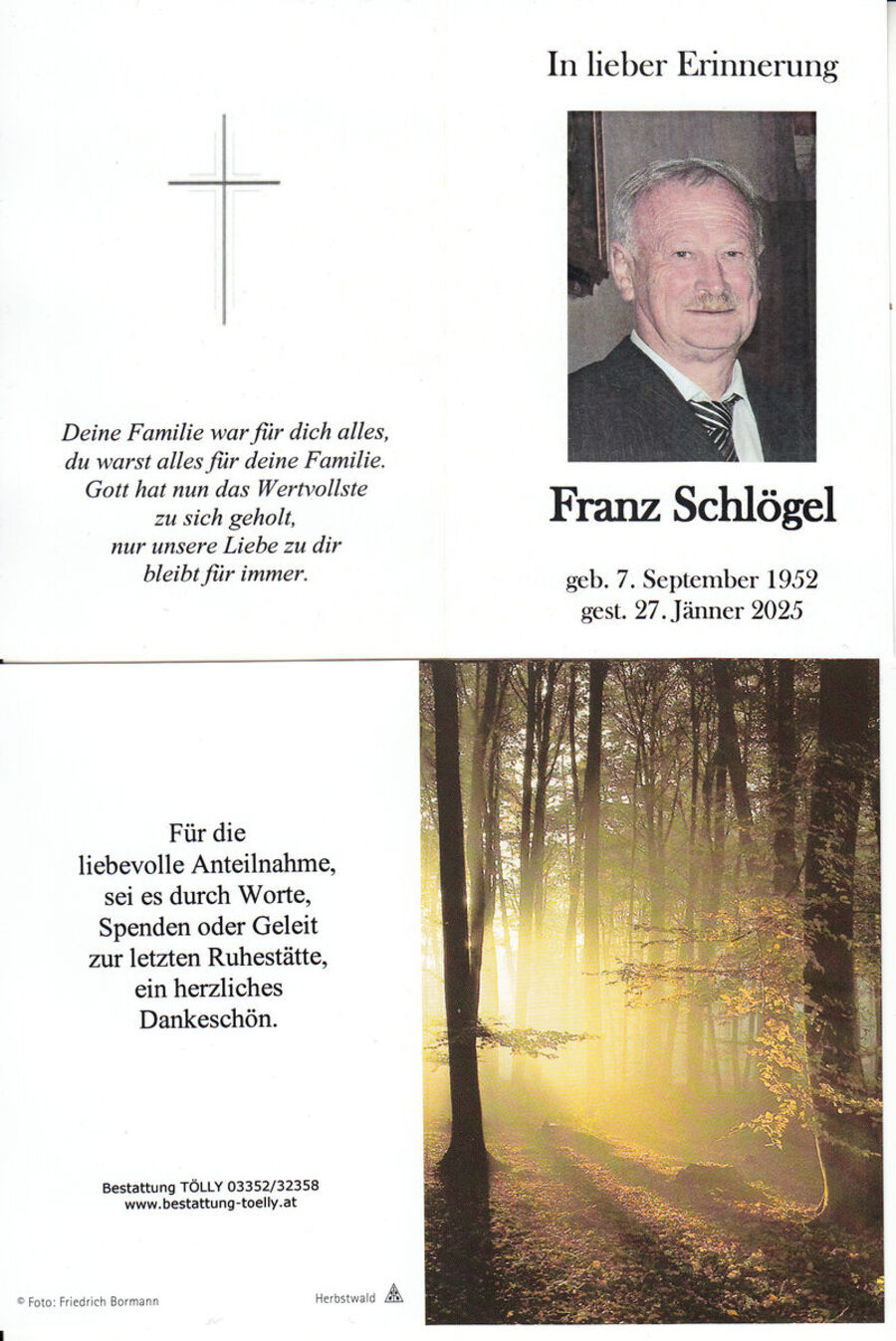 Gedenkkarte Franz Schlögel