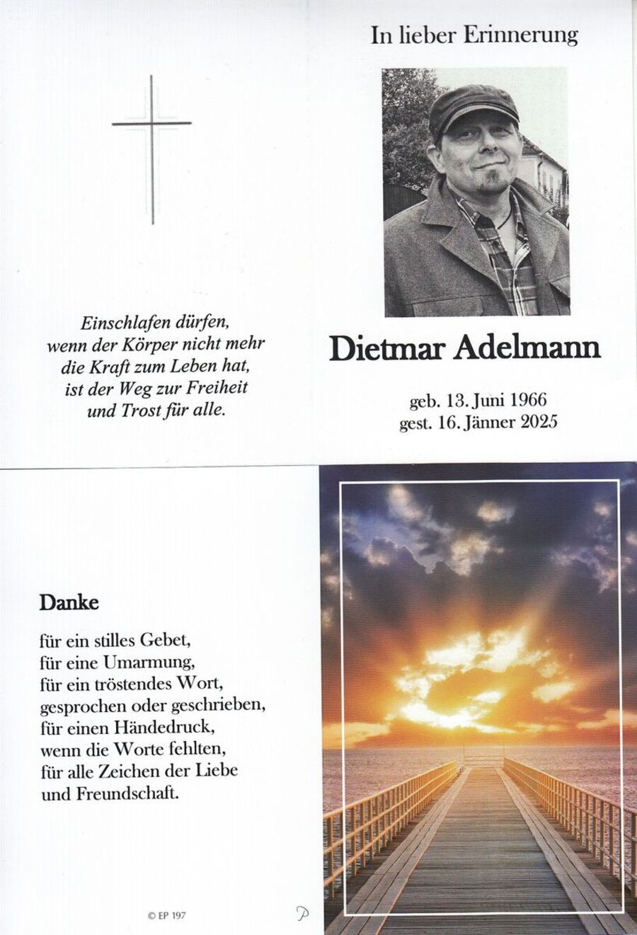 Gedenkkarte Dietmar Adelmann