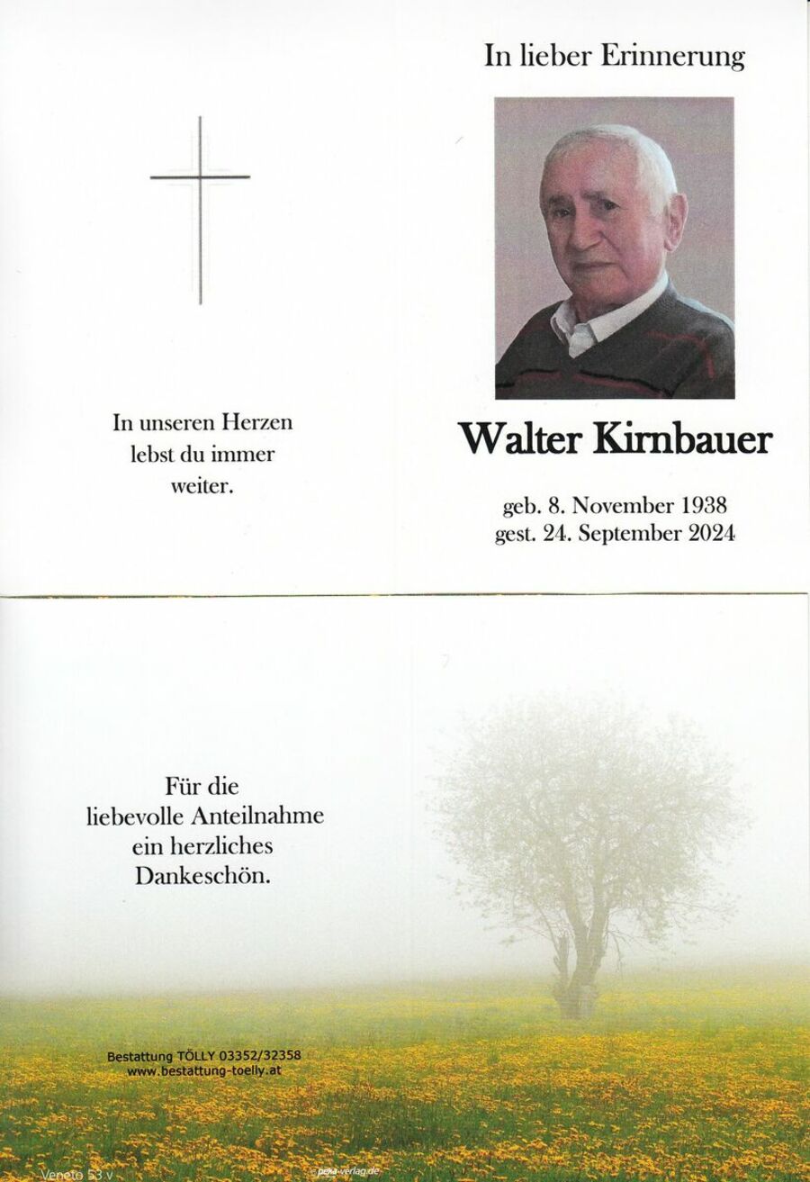 Gedenkkarte Walter Kirnbauer