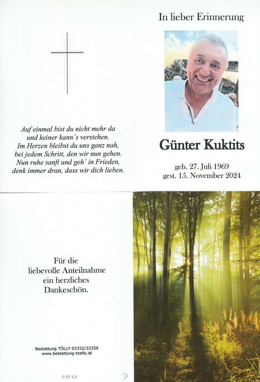 Gedenkkarte Günter Kuktits