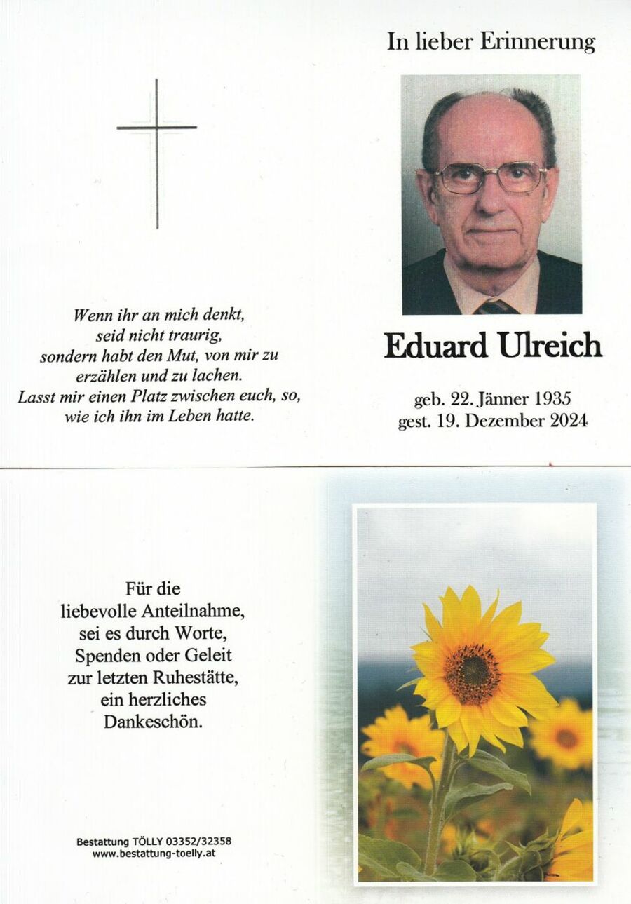 Gedenkkarte Eduard Ulreich