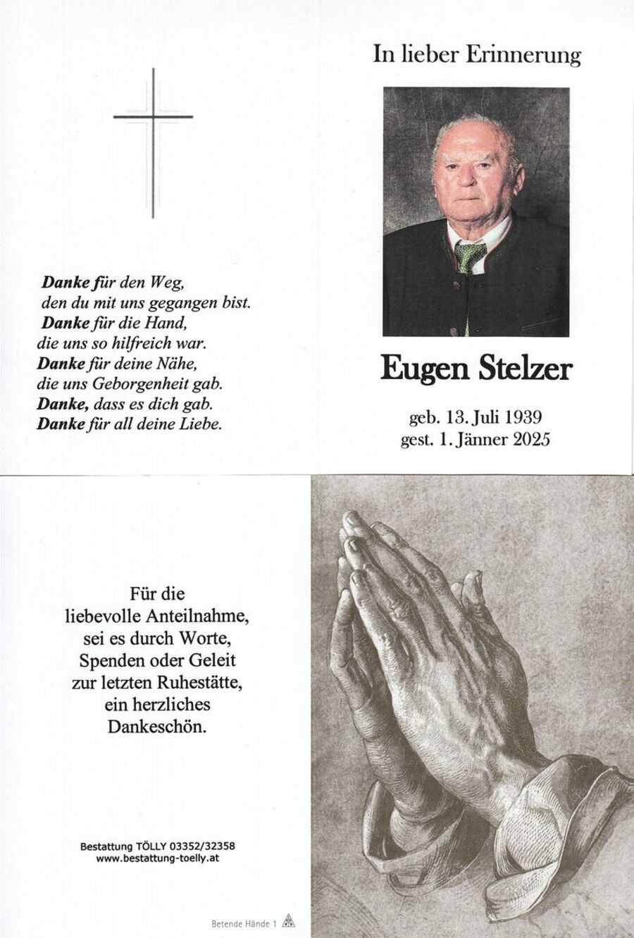 Gedenkkarte Eugen Stelzer