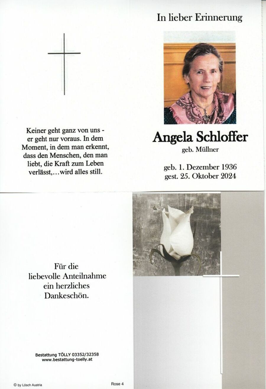 Gedenkkarte Angela Schloffer