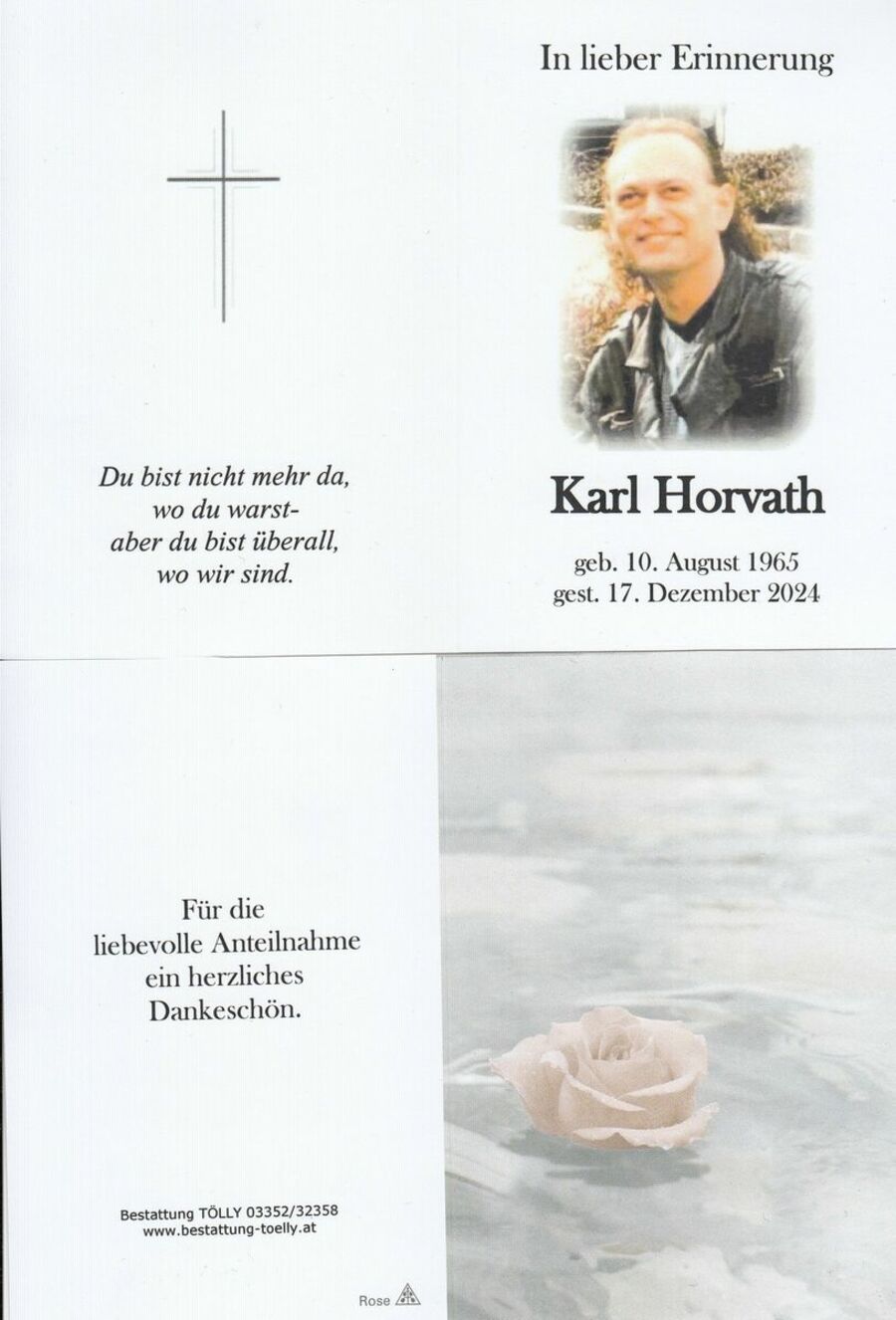 Gedenkkarte Karl Horvath