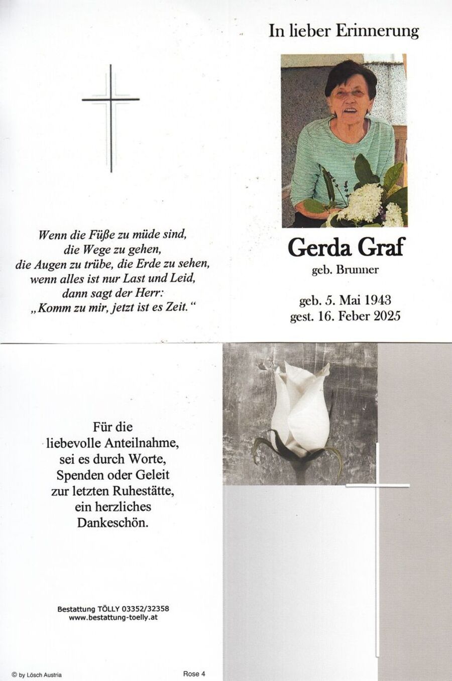 Gedenkkarte Gerda Graf