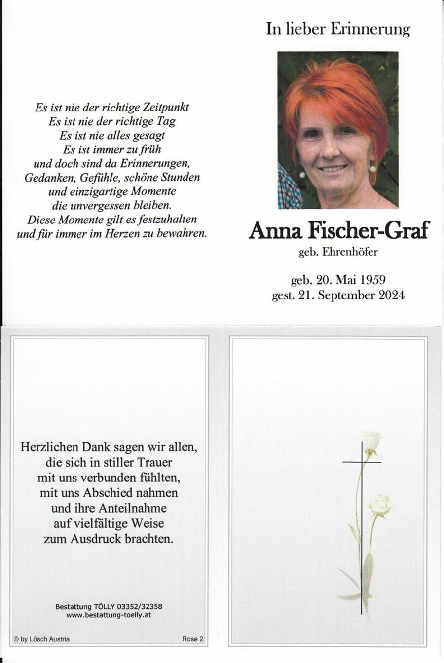 Gedenkkarte Anna Fischer-Graf