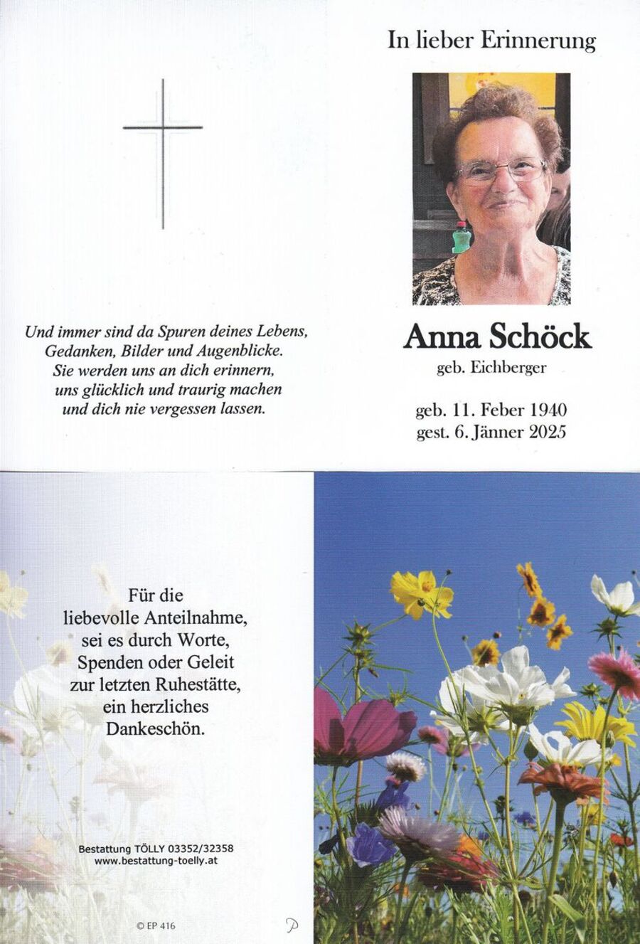 Gedenkkarte Anna Schöck