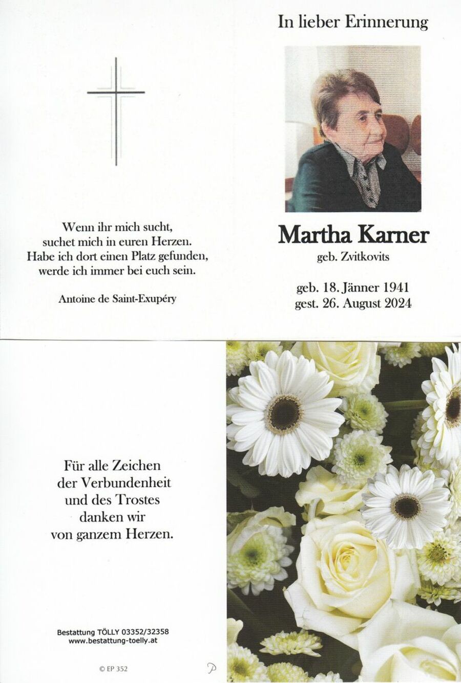 Gedenkkarte Martha Karner