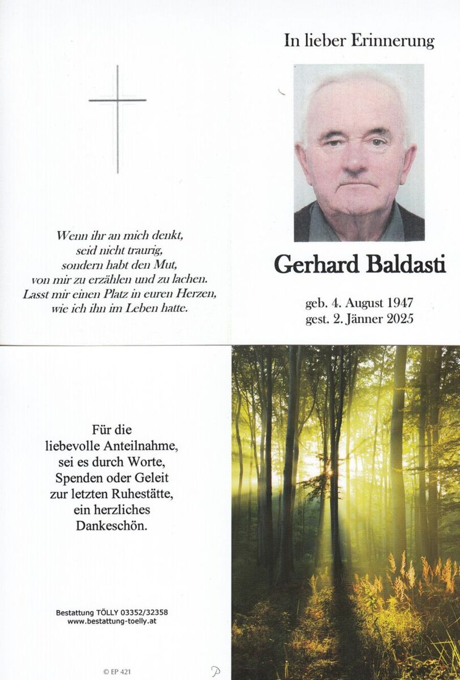 Gedenkkarte Gerhard Baldasti