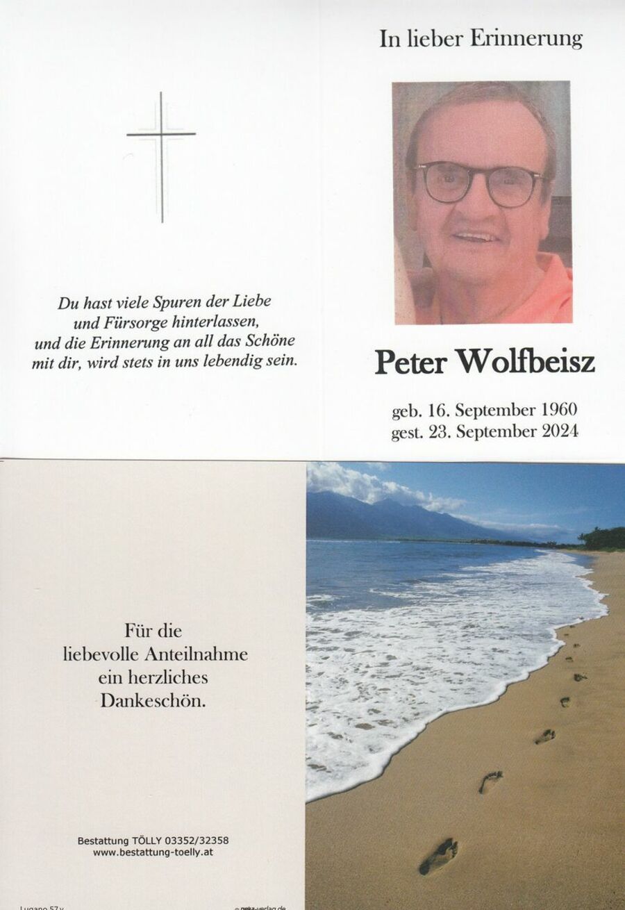 Gedenkkarte Peter Wolfbeisz