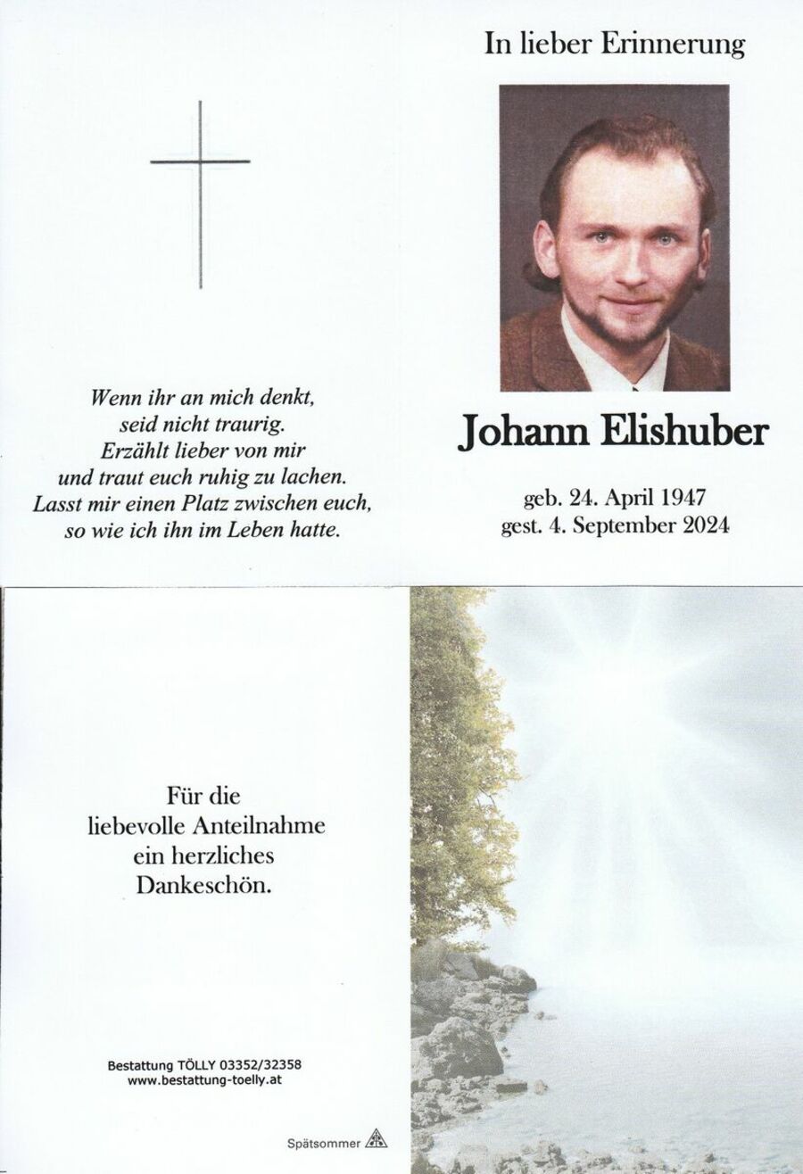 Gedenkkarte Johann Elishuber