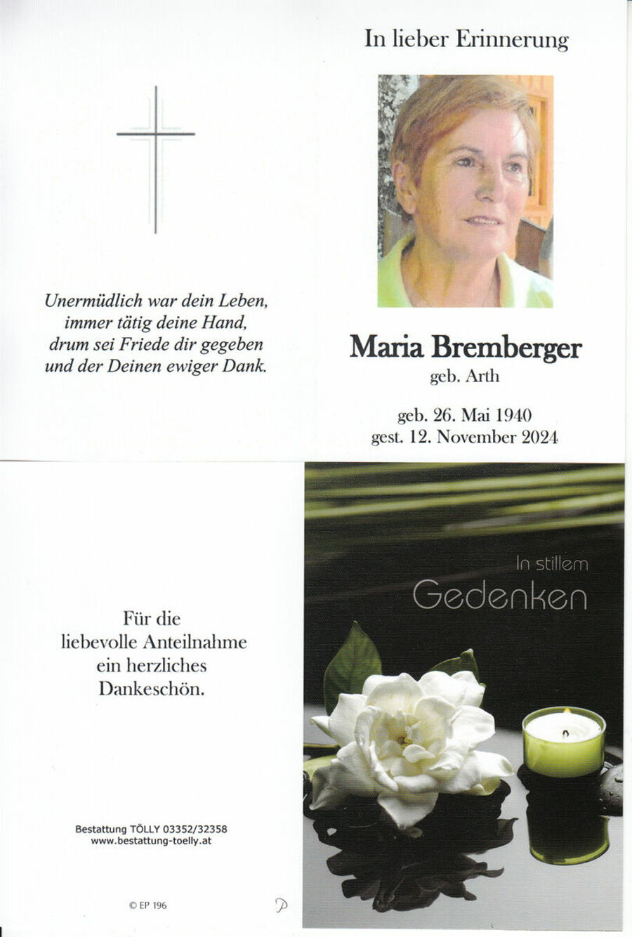 Gedenkkarte Maria Bremberger