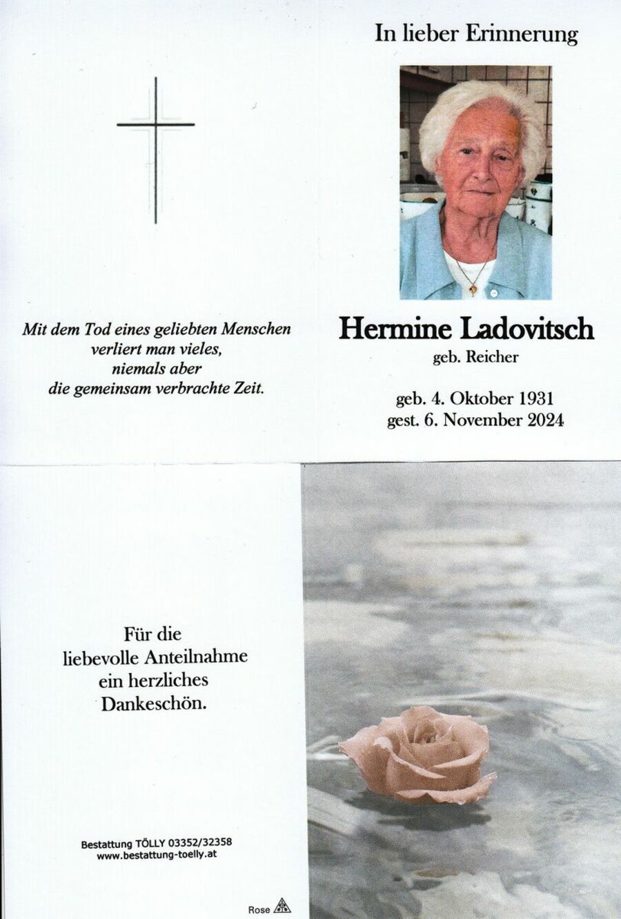 Gedenkkarte Hermine Ladovitsch